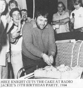 Mike Knight cuts the cake 1984